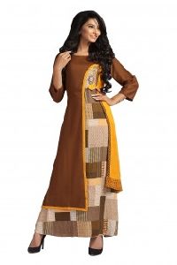 Covet Rayon Double Layered Brown Kurti