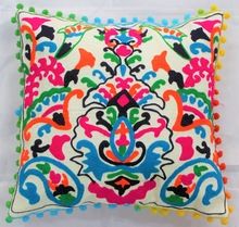 Cotton Embroidery Floral Decorative Throw Pillow Cover