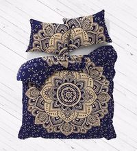 Metallic Gold Ombre Mandala Full Size Comforter Hippie Boho Cotton Doona Duvet Cover