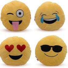 Yellow Round Velvet Stuffed Plush Soft Toy emoji cushion