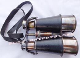 Brass Antique Binoculars with Leather Wrap