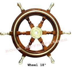 Wooden Ship Wheel W/Brass Hub