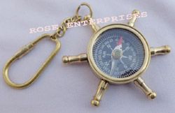 Brass Wheel Compass Key Chain