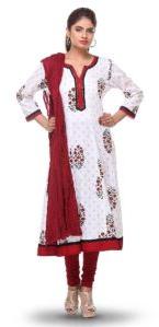 COTTON ANARKALI SUIT IN WHITE