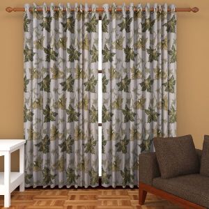 KHAKI POLYESTER 2 PIECE DOOR CURTAINS