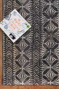 BROWN GEOMETRIC 100% COTTON WOOVEN RUG