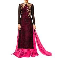 Well-Chosen Pink and Black Georgette Indo western Suit with Chiffon Dupatta