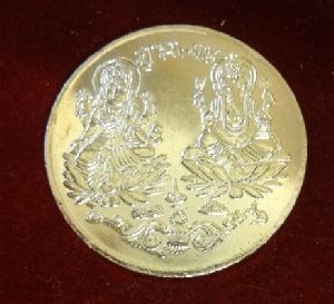 Gold Plated Laxmi Ganesh Coin with Shree Yantra