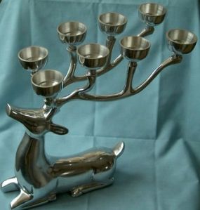 Aluminium Rippled Reindeer 8 tlite Candle Holder Christmas Decoration