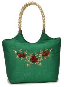 NHSB - 018 Ladies Bead Handle Silk Handbag