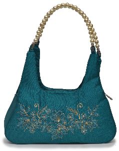 NHSB - 021 Ladies Bead Handle Silk Handbag