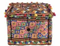 Embroidered Square Ottoman