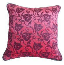 Pink Flower Embroidery Cushion Cover
