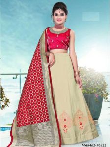 Beige Silk Embroidery Lehenga Choli