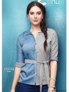 Blue Rayon Printed Western Wear Shirt