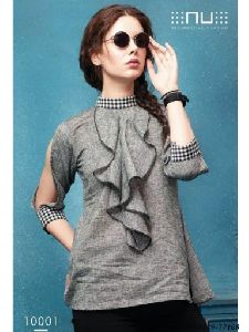 Grey Rayon Printed Western Wear Shirt