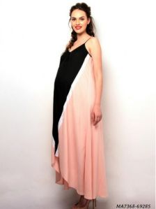 Peach Cotton Self Party Maternity Wear