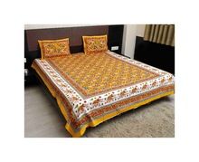 COTTON DOUBLE BED SHEET WITH 2 PILLOW COVER