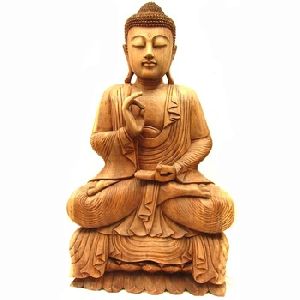 Hand Carved Wooden Buddha Statue