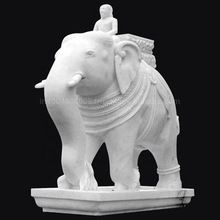 White Marble Hand Carved Elephant Figurine Statue