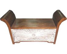 CARVED STORAGE BENCH DISTRESS FINISH
