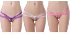 Erotic 3 Strings Designer Honeymoon White, Pink, Purple G-string, Combo of 3