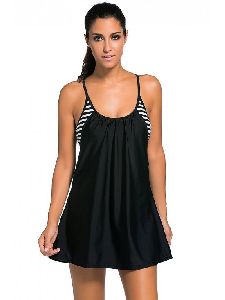 Flowing Swim Dress Layered 1pc Tankini (Bottom Shorts Not Included)