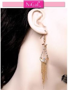Gold Rhinestone Star Earrings