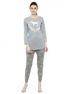 Grey Top Pyjama Set Loungewear Nightwear Night suit