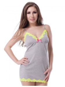 Heather Print Green Lace Grey Chemise Nightwear