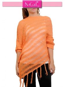 Orange Knit Poncho