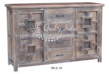 Antique Reproduction Four Drawers Two Doors Cabinet