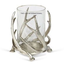 metal antler hurricane candle holder