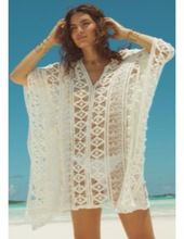 White poncho style cover up