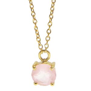 925 Sterling Silver Rose Quartz Gemstone Chain Necklace