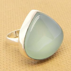 Aqua Chalcedony 925 Sterling Silver Bezel Ring