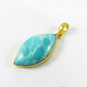 Larimar Gold Plated Bezel Pendant