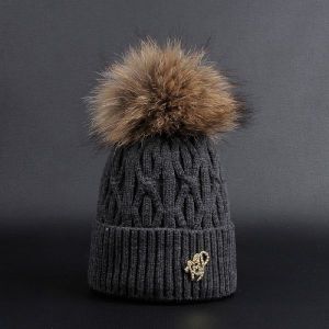 COLORFUL FUR POM POM WOMEN FASHION CAPS