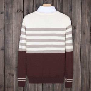 MENS AUTUMN STRIPED SLIM CASUAL SWEATERS