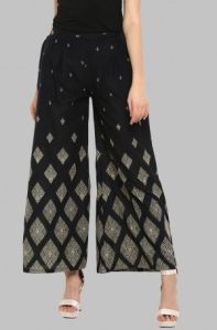 Black Printed Cotton Palazzo