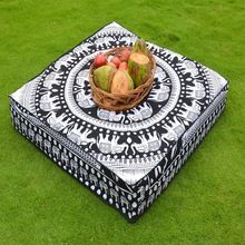 Square Ottoman Pouf Daybed Oversized Cushion Cover
