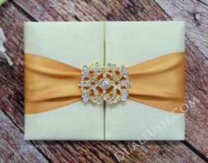 Luxury Ivory Dupioni Silk Wedding Invitation Folio