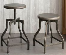 Industrial Turner Metal Base Wood Seat Bar Stool