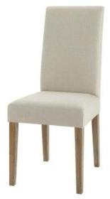 Modern Solid Wood White Fabric Linen And oak chair