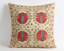 Embroidered throw pillow case