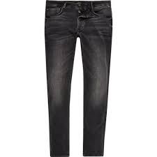Mens Black Faded Jeans