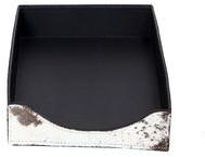 Easy shuffle opening leather letter document tray