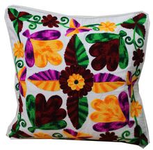 Indian Jaipuri Pure Cotton Designer Suzani Work Sofa Cushion Cover