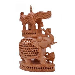INDIAN WOODEN ELEPHANT RIDER