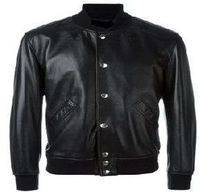 Shining leather bomber jacket